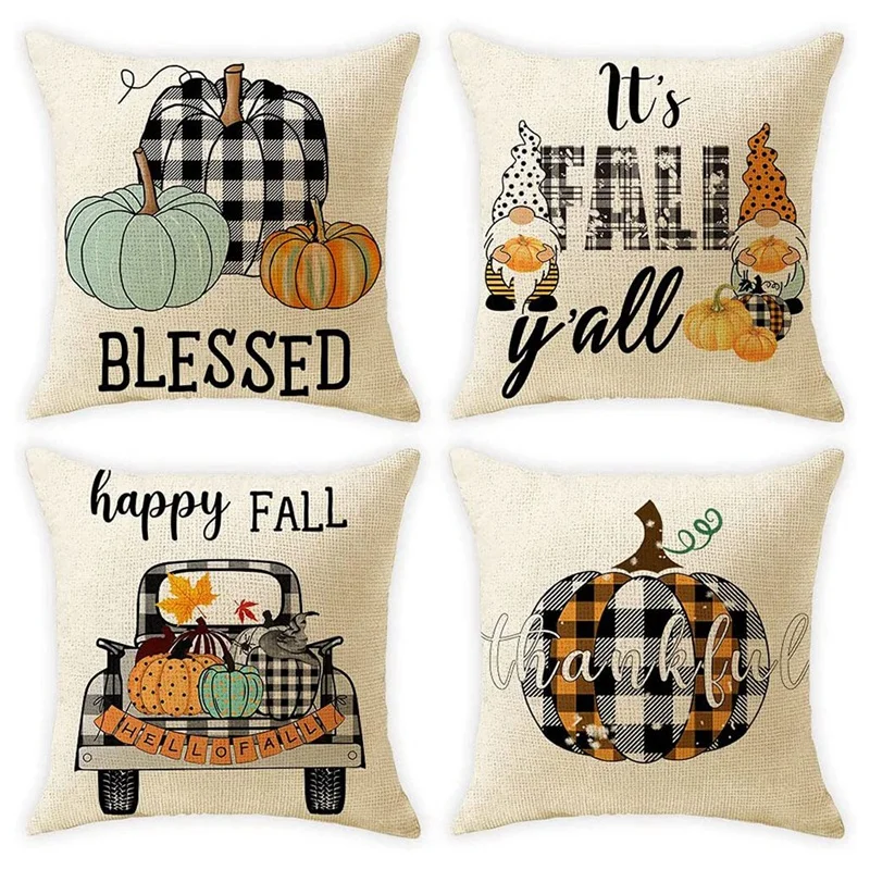 Fall Decorative Pillow Covers 18X18,Throw Pillows Autumn Cushion Cases For Couch Outdoor Farmhouse Home Decor