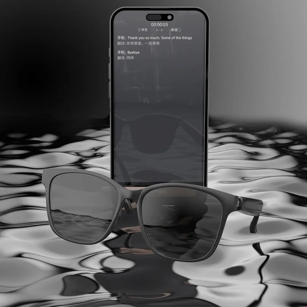 Smart Glasses Earphones Automatic Voice Translation AI Glasses Support 75 Languages Audio Glasses for Travel Business Meeting
