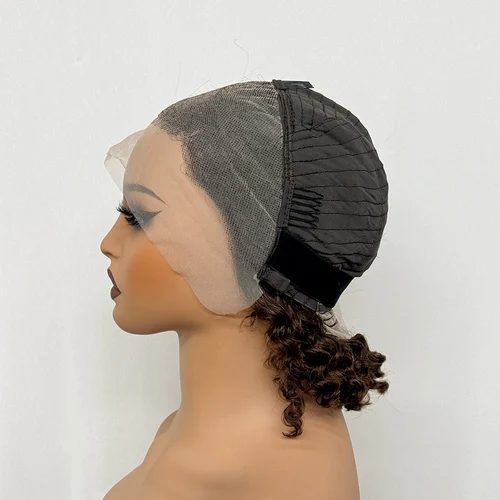 Imagen 2 del producto 250% densidad doble dibujado 12A 10 pulgadas Bob corte Pixie onda de agua peluca de cabello humano rizado 13x4 peluca de cabello humano frontal de encaje transparente