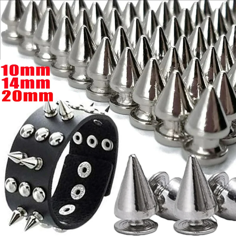 Silver Cone Studs and Spikes Metal Double Cap Rivets Stud Round Nail Rivet DIY Clothes Shoes Bag Clothing Accessories