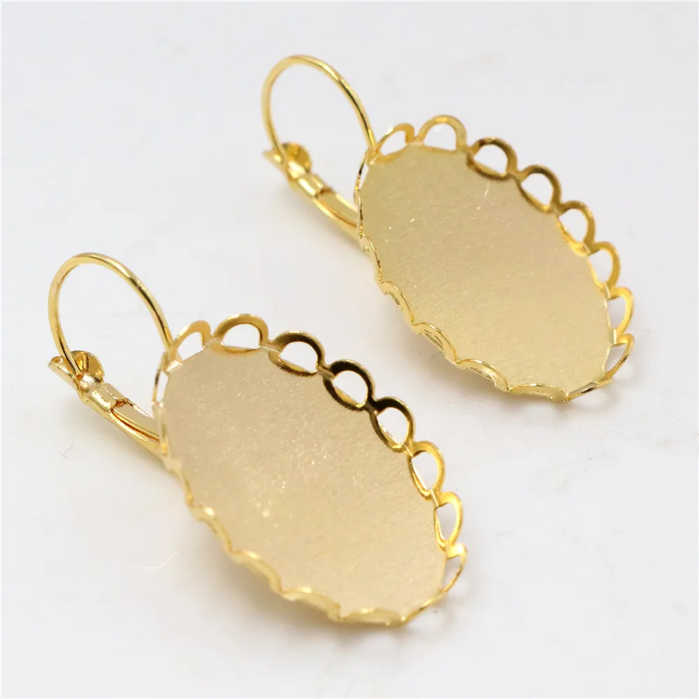 18x25mm 10 sztuk 7 kolory plated francuski dźwignia powrót kolczyki puste/Base,Fit 18x25mm owalne szkło cabochons; Ramki na kolczyki — zdjęcie 4