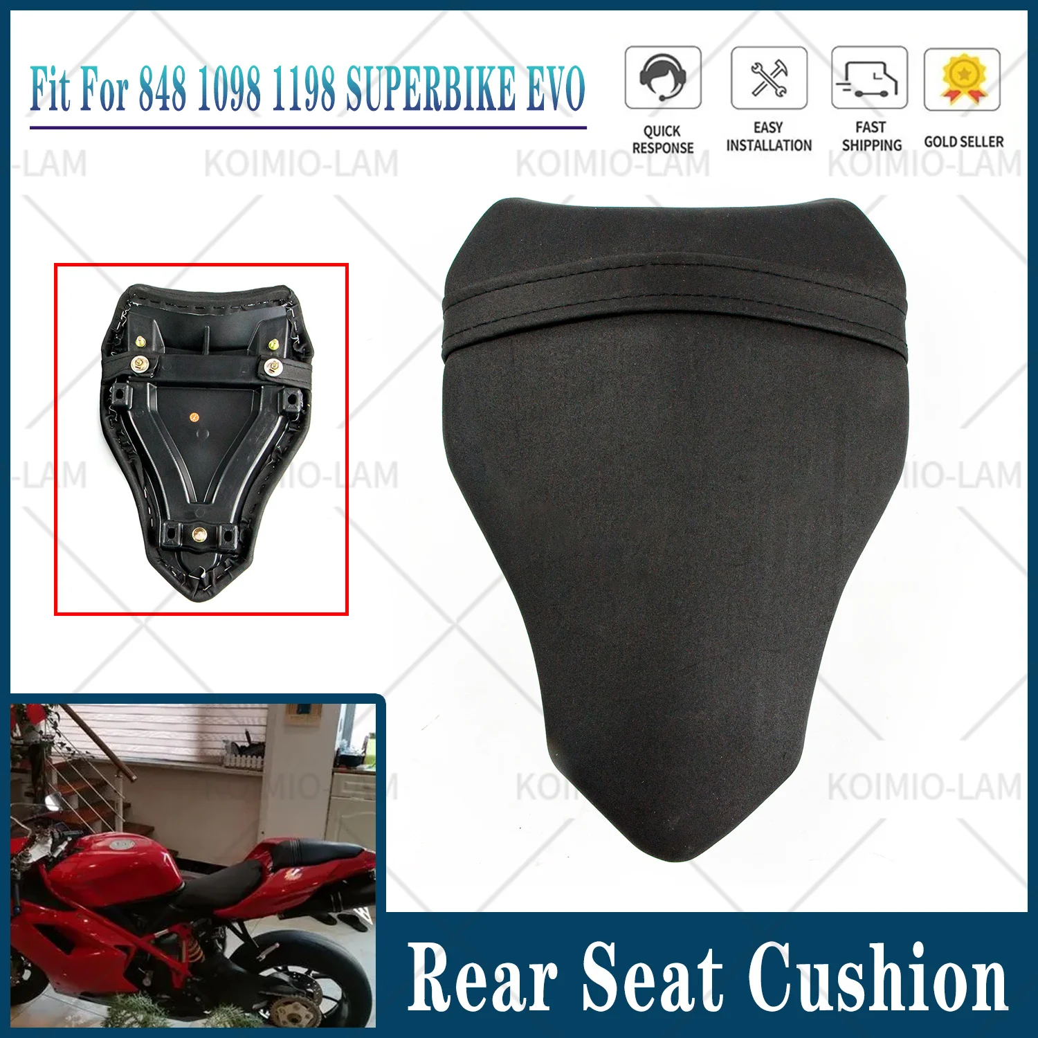 

Fit For Ducati Superbike 848 EVO 1098 1198 S 2007 - 2012 Motorcycle Passenger Rear Pillion Seat