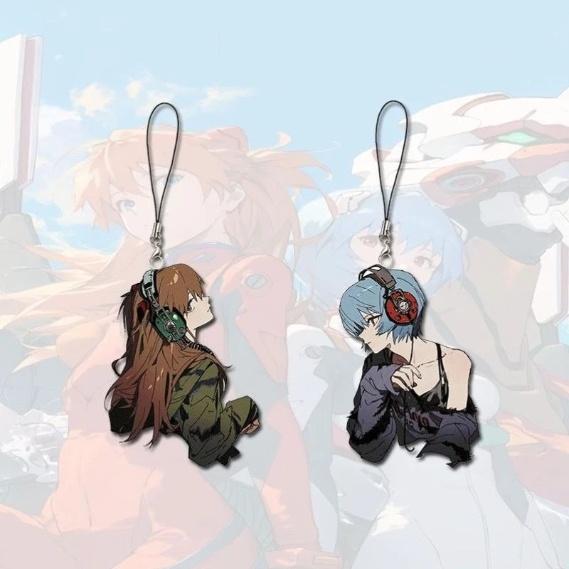 

2Pcs Neon Cute Genesis Classic Evangelion Anime Phone Strap Charm Peripheral Pendant Student School Bag Hanging Decoration Gift
