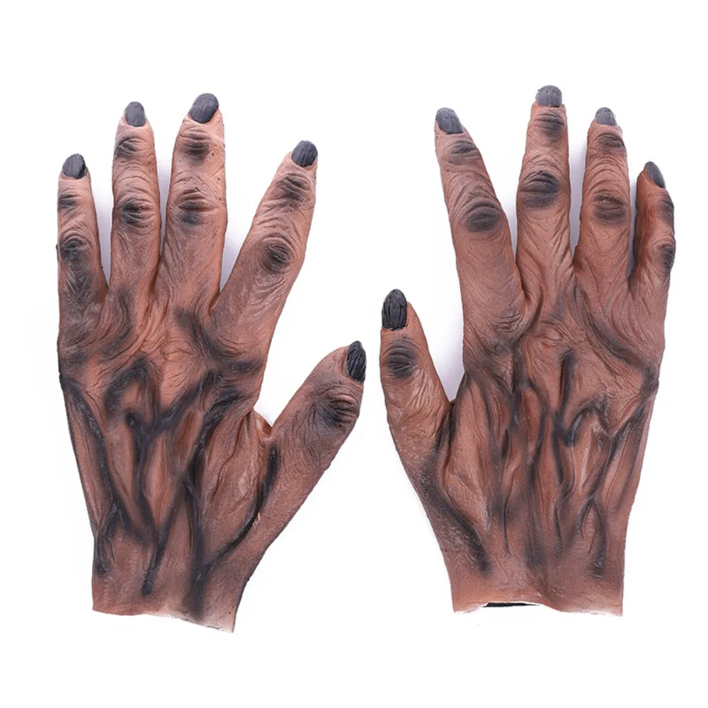 Prank Simulated Halloween Cosplay Gloves Werewolf Waterproof Werewolf Vinyl Gloves Plush Bloody Makeup Party Props Men