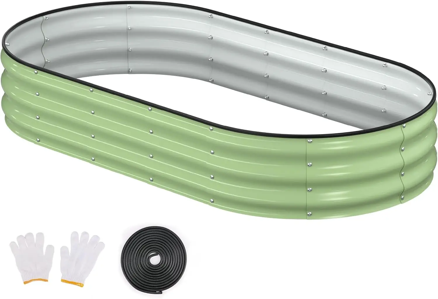 

Оцинкованная овальная приподнятая грядка 6x3x1 футов с защитным бортиком и перчатками для выращивания овощей, цветов и трав