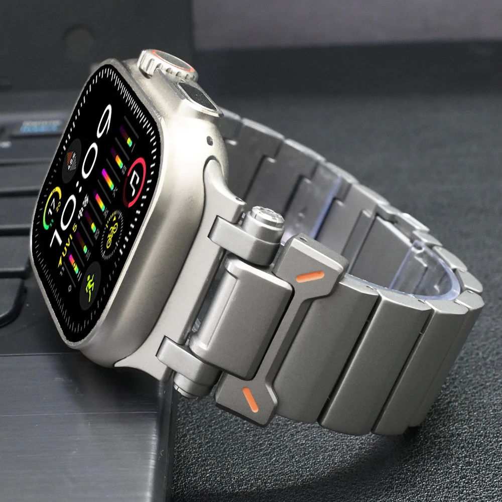 49mm Titanium Band for Apple Watch Ultra 2 49mm 44mm 42mm Luxury Men Strap for Iwatch Series 6 5 4 Se 7 8 9 45mm Link Bracelet