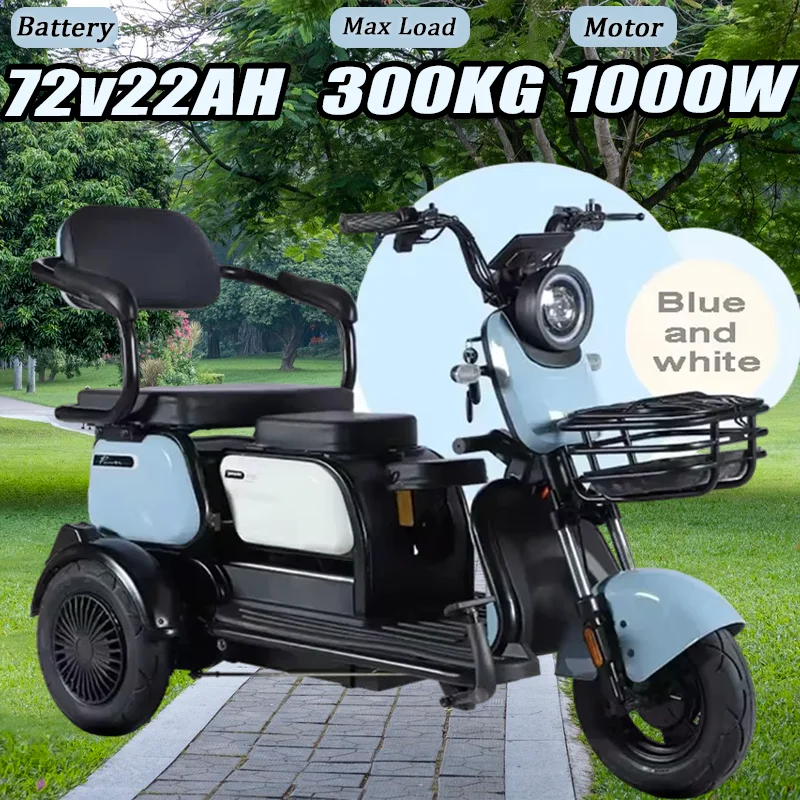 3-wheeled electric vehicle 1000W72V20A New Electric Tricycle Scooter Pick up and drop off children With armrests Adjustable seat