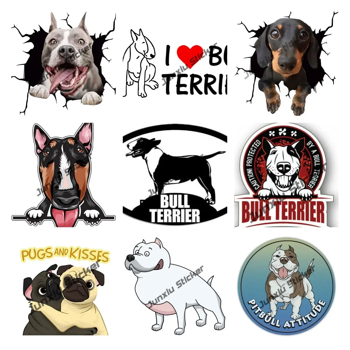

Staffordshire Bulldog Car Decal Smiling Bull Terrier Dog Vinyl Decal Pet Fun Puppy Lover Sticker 3D Car Window Adhesive Sticker
