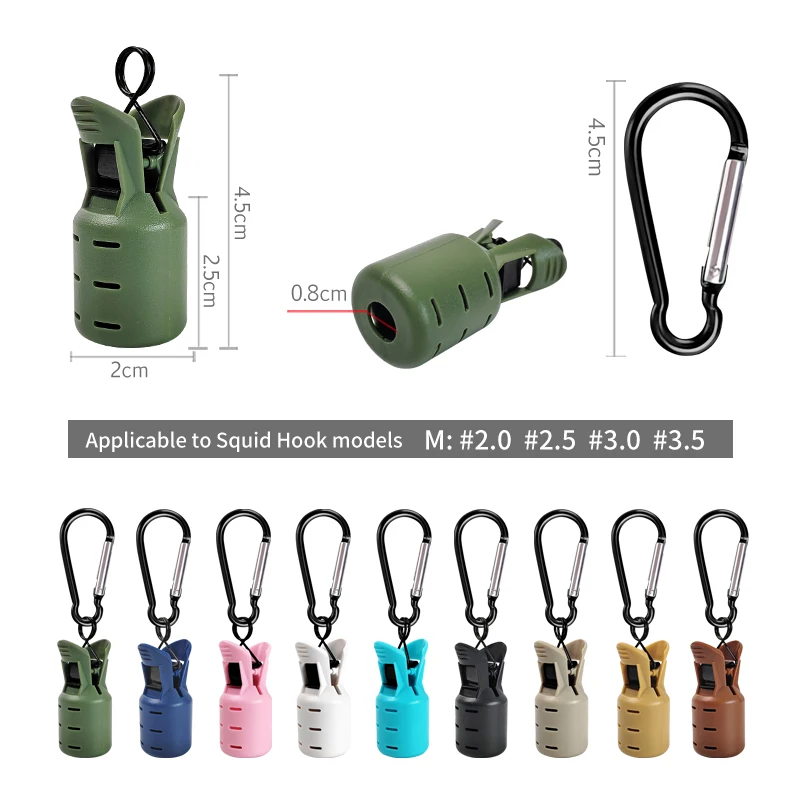 

New Squid Jig Bait Protector Kit Size M 6pcs Webfoot Octopus Egi Hooks Cover Cuttlefish Umbrella Lure Cap with Carabiner