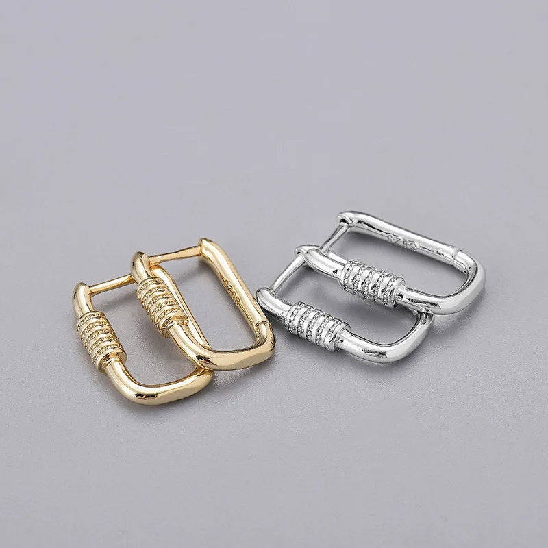Moda urok prawdziwe 925 srebro minimalistyczne Pave cyrkon geometryczne kolczyki sztyfty dla kobiet unisex Party biżuteria prezent