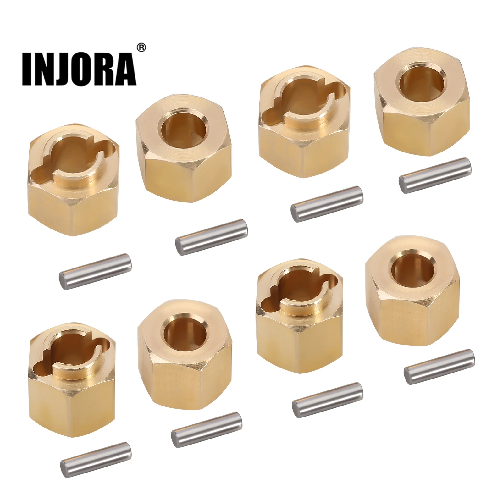 INJORA 7MM Brass Wheel Hex Hub Extenders 5/6/7/10MM Thickness for 1/18 RC Crawler Car TRX4M Upgrade Parts (4M-02)