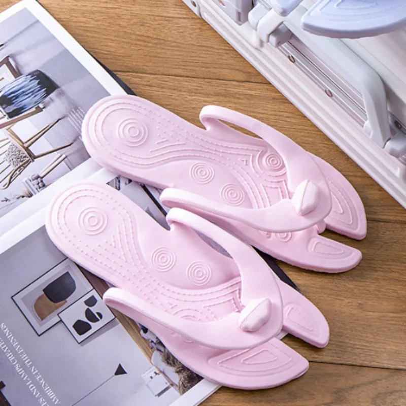 Unisex Summer Foldable Flip Flops Portable Travel Slippers Lightweight Flat Sole Casual Beach Sandals For Couples