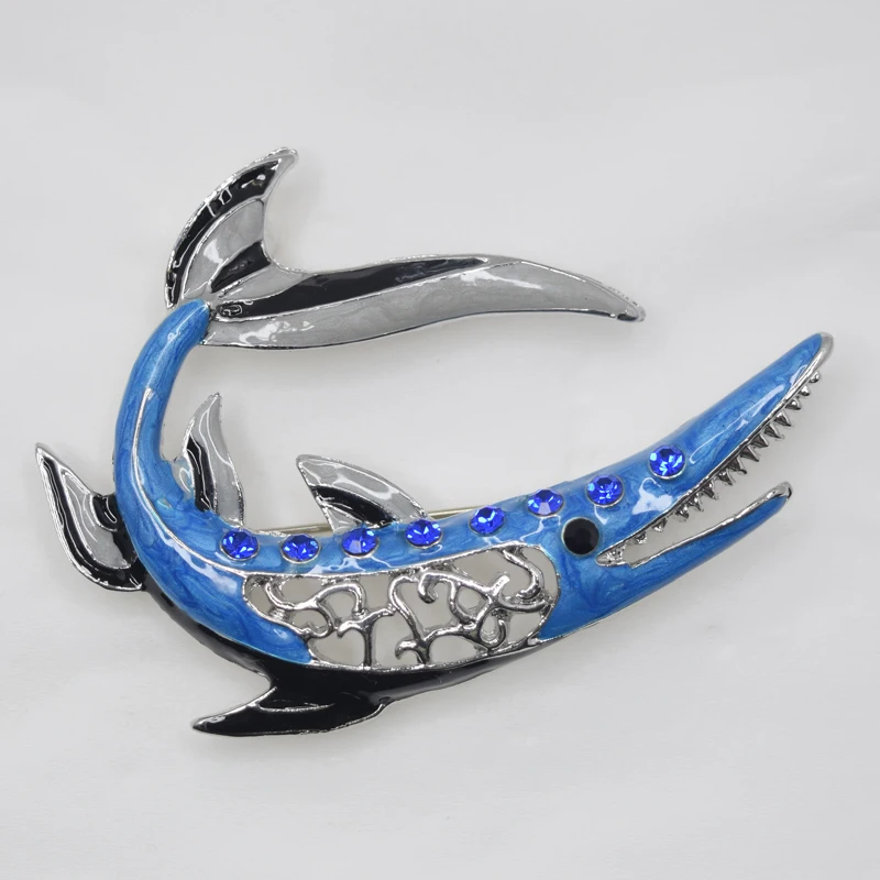 

12pcs/lot Wholesale Rhinestone Enamel Tiger shark Brooch Fashion Pin brooches jewelry gift Accessories C101946