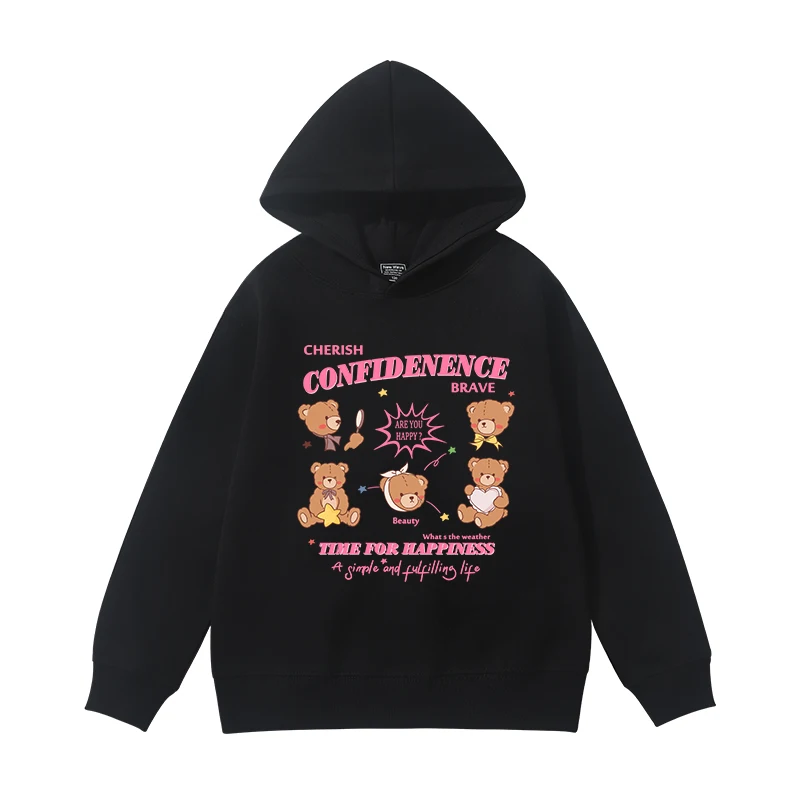 

Модная толстовка с рисунком медведя для детей, новинка 2025, осенне-зимняя одежда, студенческий пуловер для путешествий на открытом воздухе, топ