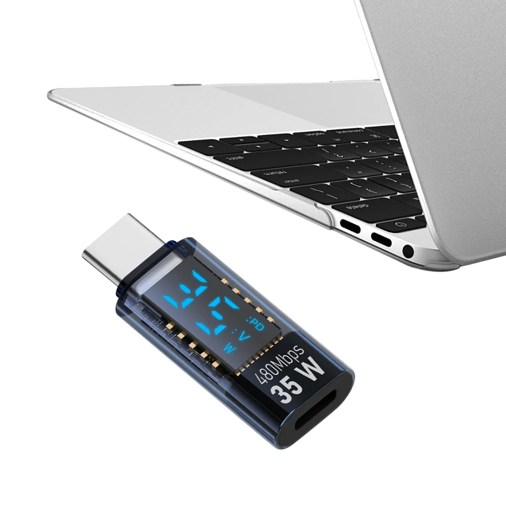 Transparent Type C To C Adapter PD140W 8K@60Hz Type C Power Meter Tester USB4.0 40Gbps for iPhone 15 Series/iPad Air/Pro/MacBook