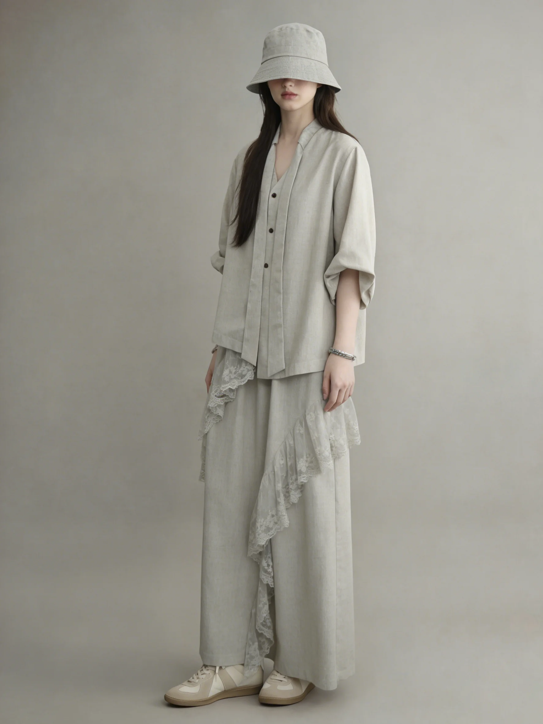 

New Chinese Style Stand Collar Short Sleeve Shirt Skirt Set Women's Fashion High Waist Loose Fit Casual Wear Spring Summer