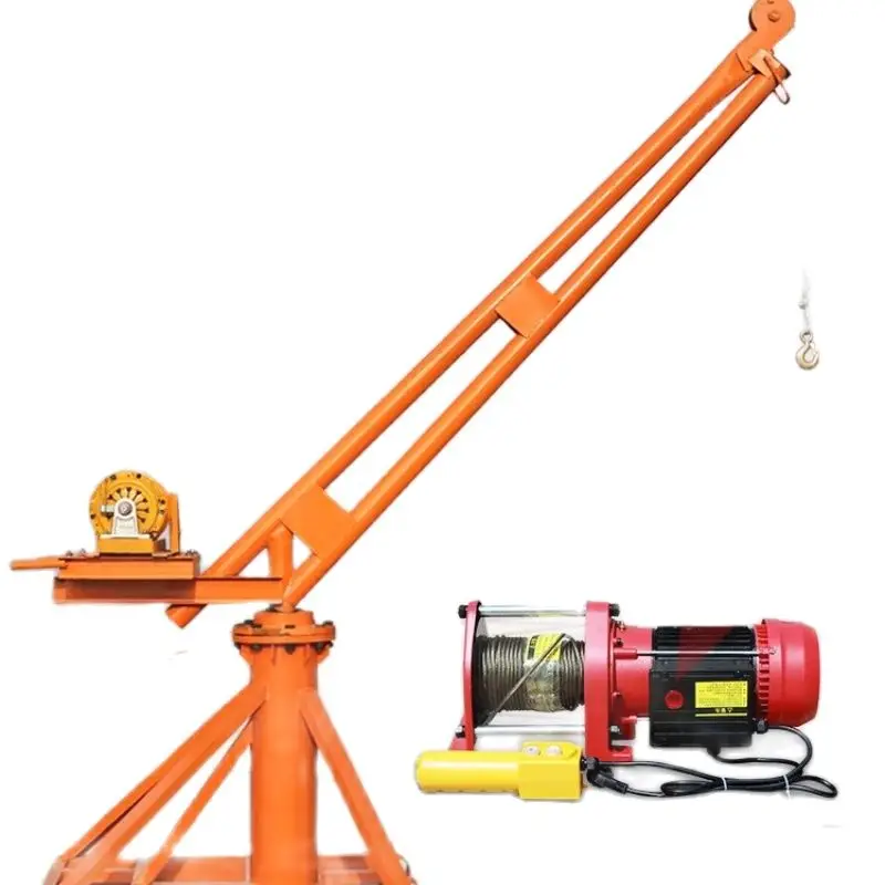 Crane Household Small Outdoor Hanging Brick Electric Hoist Lifting Feeding Lifter 220V Decoration Crane 1 Ton