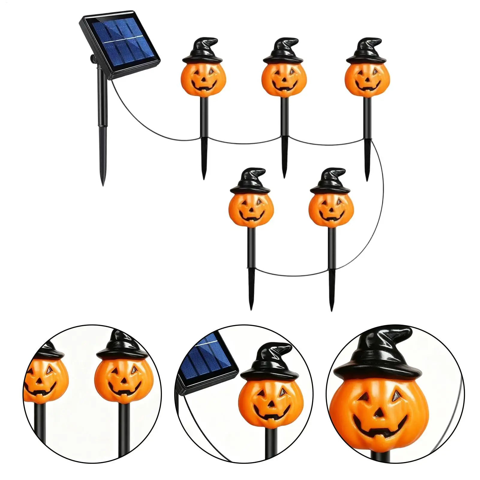 Solar Halloween Stake Lights 5 Pieces Pumpkin Lawn Lighting Solar Sidewalk Lamp For Homeowners Gardeners Landscapers Pathway