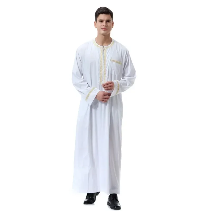 Muslim islamic Clothing Men Jubba Thobe print zipper Kimono Long Robe Saudi Musulman Wear abaya caftan Islam Dubai Arab Dressing