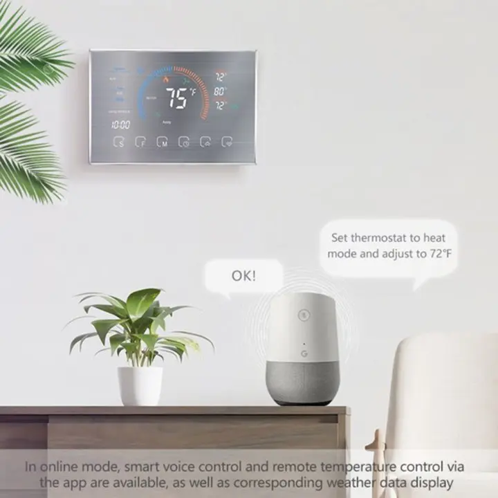 Black Thermostat Digital Room Thermostat Home Temperature Control 4.3 Inch Full Color Screen Easy Installation