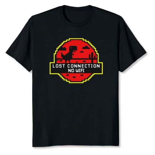  Lost Connection No Wifi Funny Humor Dinosaur T-Shirt