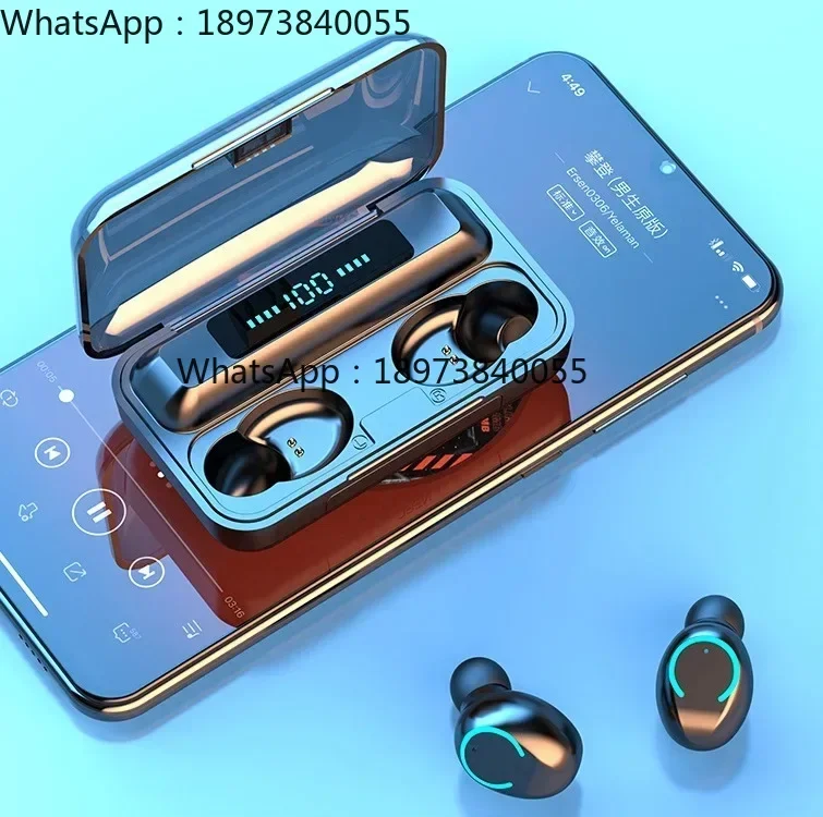 Earbuds Waterproof Headphones 9D Hifi Stereo LED Display Charging Box Earphone 5.0 Stereo Wireless Mini Headset F9-9