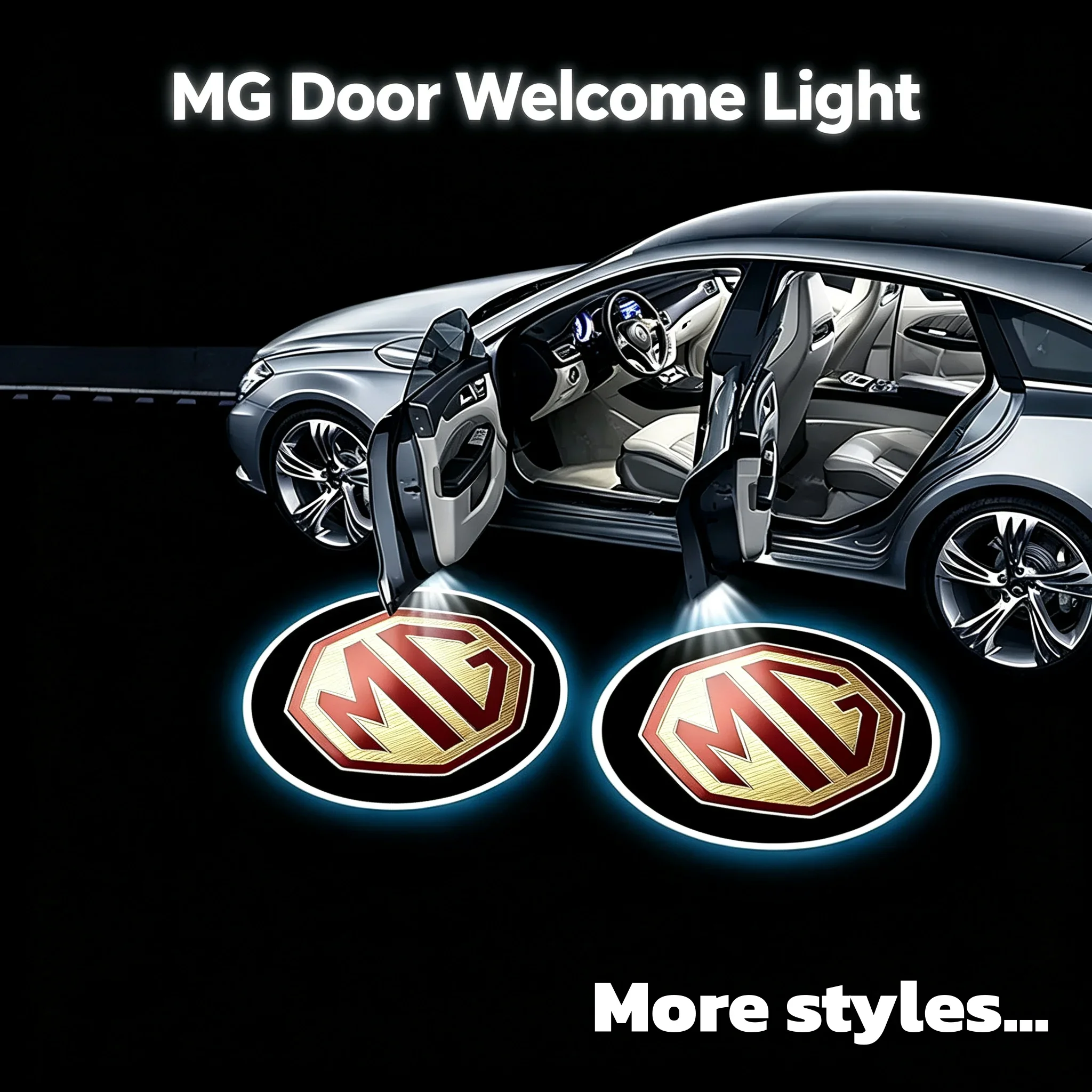 2pcs HD LED Car Door Welcome Light Wireless Projector Courtesy Lamp for MG ZS HS MG3 MG4 EV MG5 MG6 GT EZS