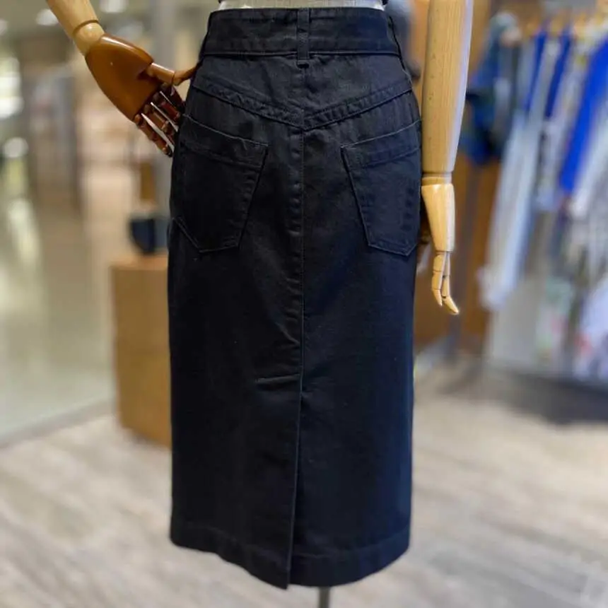 

High Waist Mid-Length Denim Skirt Women's Spring New Sle Blue Ba Slit Single Button Slimming Bodycon f Body Skirt
