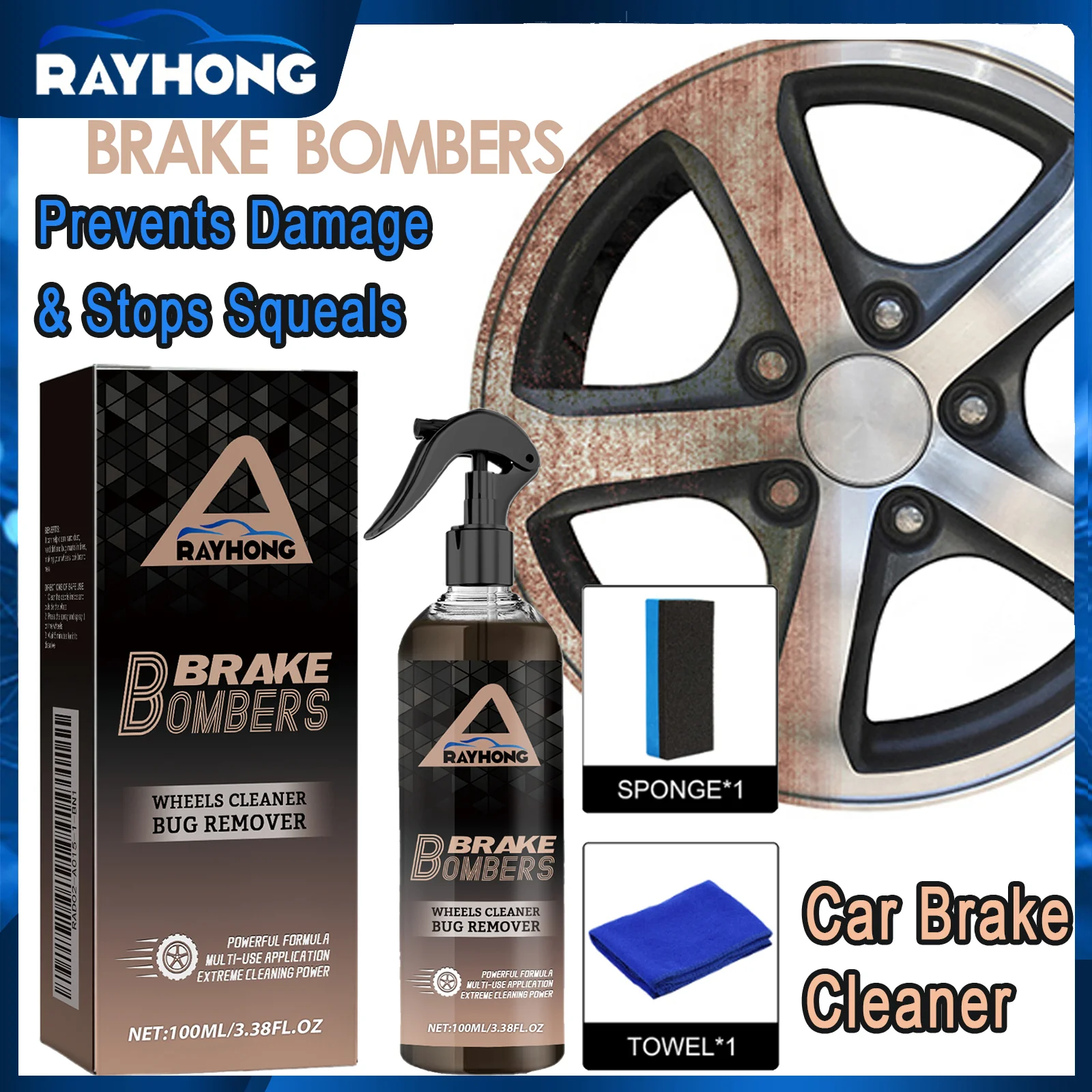Car Paint & Wheel Iron Particles Powder Remove Spray Super Rust Dust Remover Spray Metal Surface Defender Auto Rim Cleaner S18