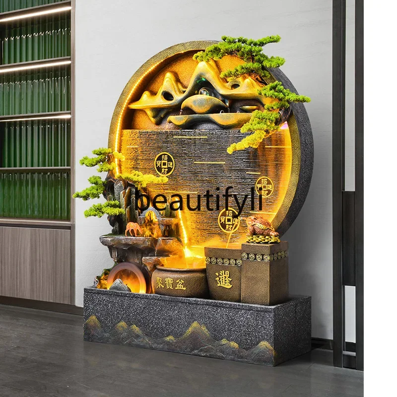 

A48 Water curtain wall, running water screen, balcony, feng shui wheel, water feature, fountain, rockery, lucky landscape orname