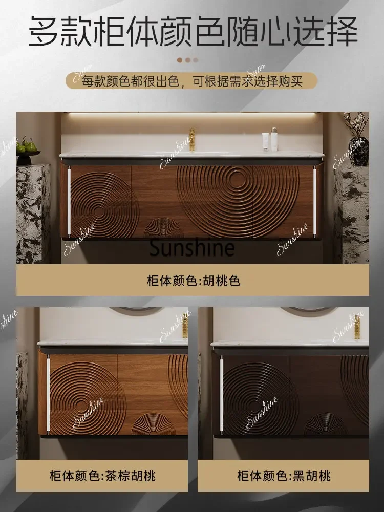 Light luxury carved solid wood bathroom cabinet combination washstand simpleTJ