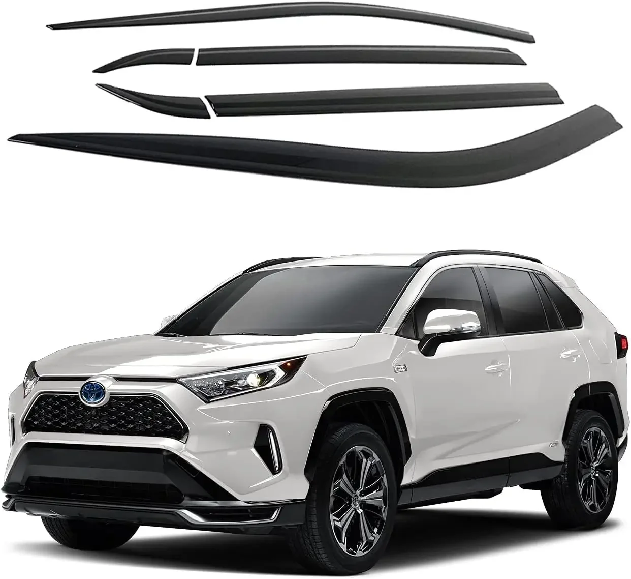 NEW.Tape-On Rain Guards Window Visors 6 Pcs Set for Toyota Rav4 2019 2020 2021 2022 2023 2024 / Window Deflectors