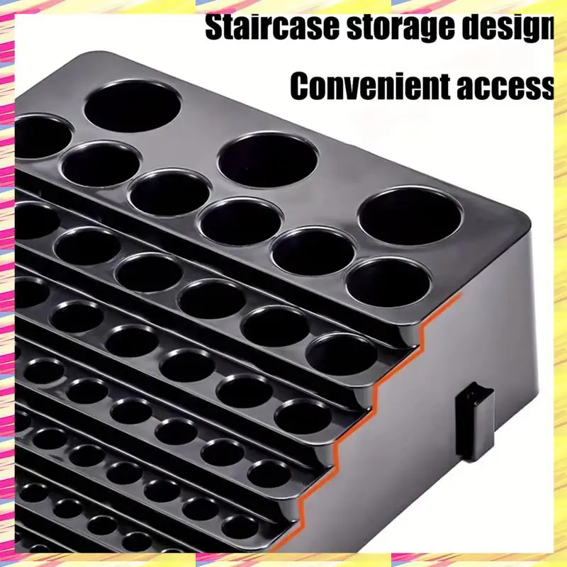 

ABJJ 85 Hole Tool Bit Holder Storage Box, Mandrel Drill Bench Tool Holes Screwdriver Bit Holder Drill Head Storage Case,Black