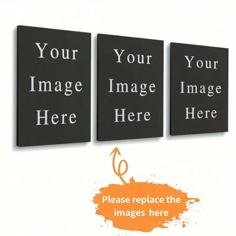 3-teiliges Set Individuell Bedruckte Leinwandgemälde aus Ihren Fotos Hochzeit Geburtstag Wandkunst Poster Haustiere Familie Landschaftsbild Dekoration