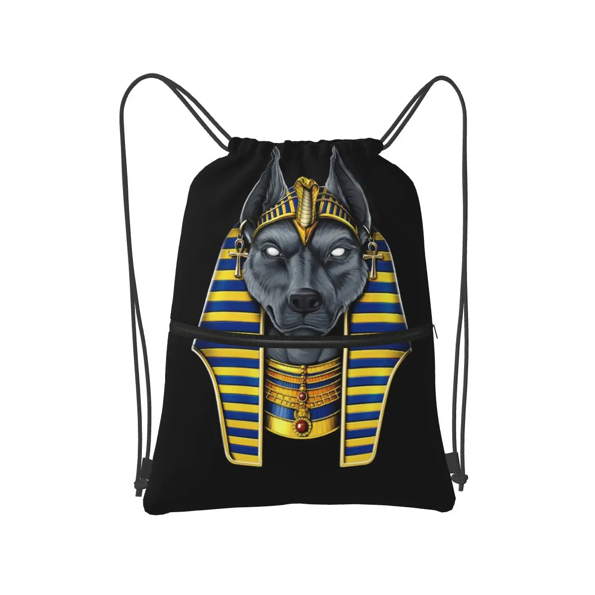 

Egyptian God Anubis Backpacks Fashion Drawstring Bundle Pocket Sundries Bag Book Bags for Travel School