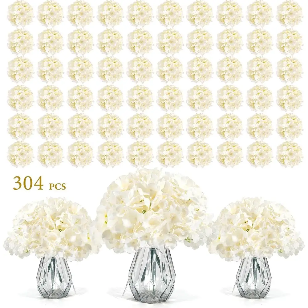 

Champagne Silk Hydrangea Artificial Flowers, 304 Stems, Ideal for Weddings, Party Centerpieces, and Home Decor