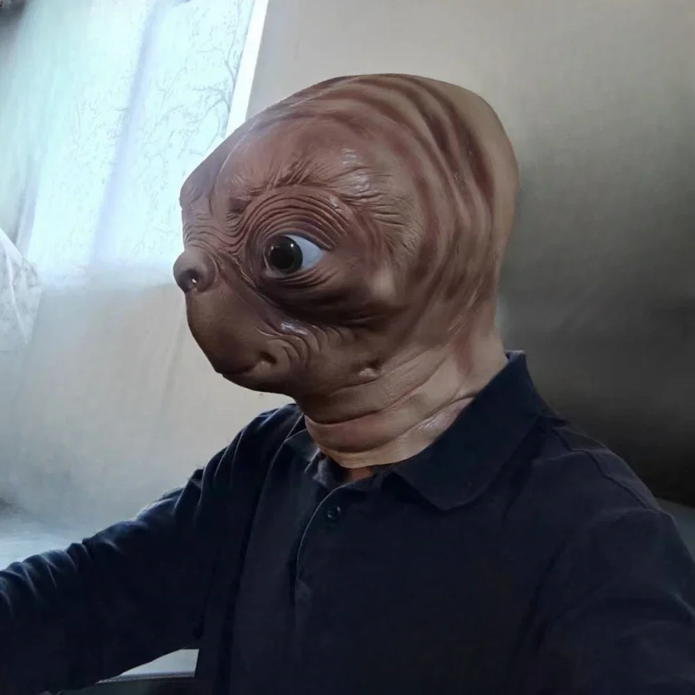 Realistico ET Alien Maschera in lattice Halloween Carnevale Festa Film ET il cosplay extra terrestre raccapricciante ET Maschera aliena a testa intera