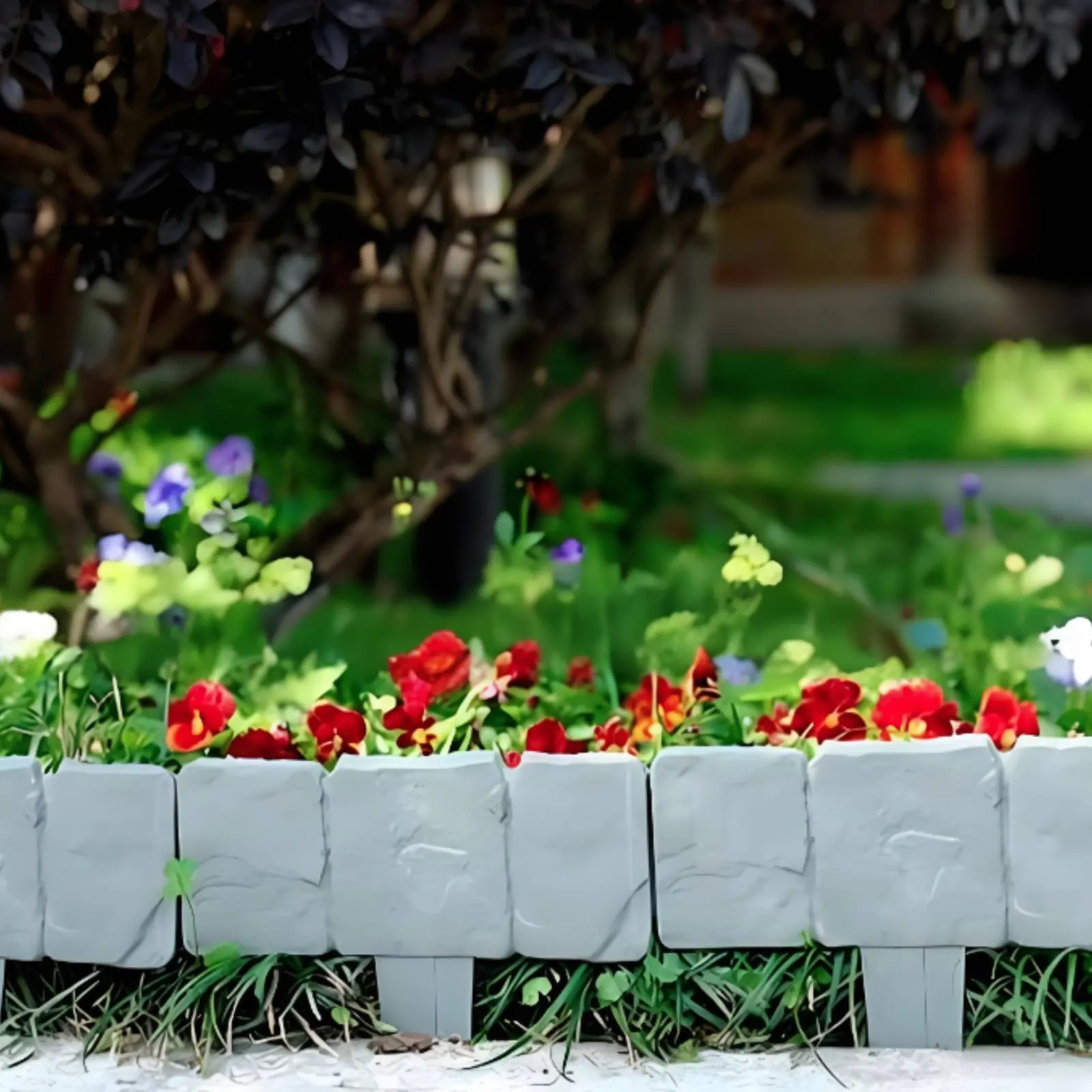 

Fake Stone Garden Fence Flexible Imitation Stone Border Interlocking Garden Fence Weatherproof Outdoor Decor Cobbled Effect