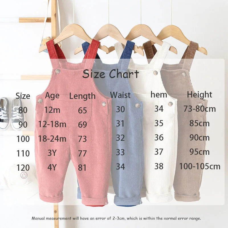 1-4Y Frühling Kinder Baby Kleidung Herz Stickerei Baby Jungen Mädchen Trägerhose Solide Overalls Cord Casual Hosenträger Outwear – Detail 2