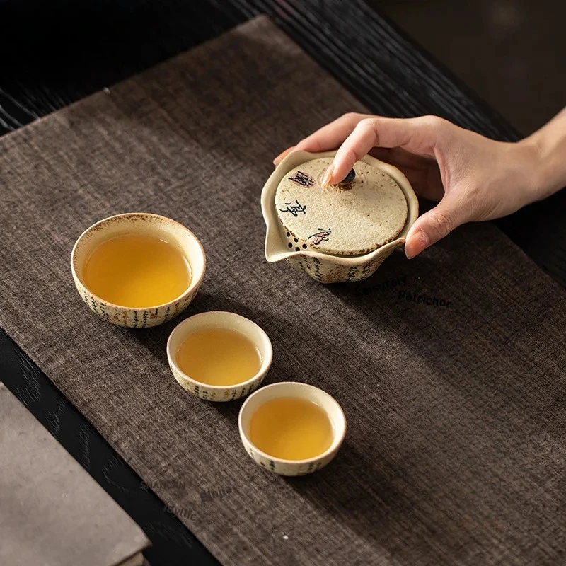 Blue And White Firestone Red Tea Set Complete Luxury Tea Ceremony Set Soaking Teapot And Tea Cup Services Craft