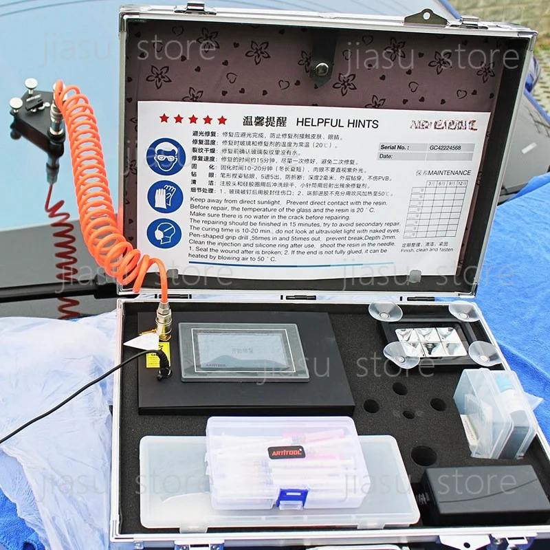 E8 Automatic Windshield Repair Machine, One Key Vacuum Pressure Glass Repair Tool, Professional Crack Repair Kit