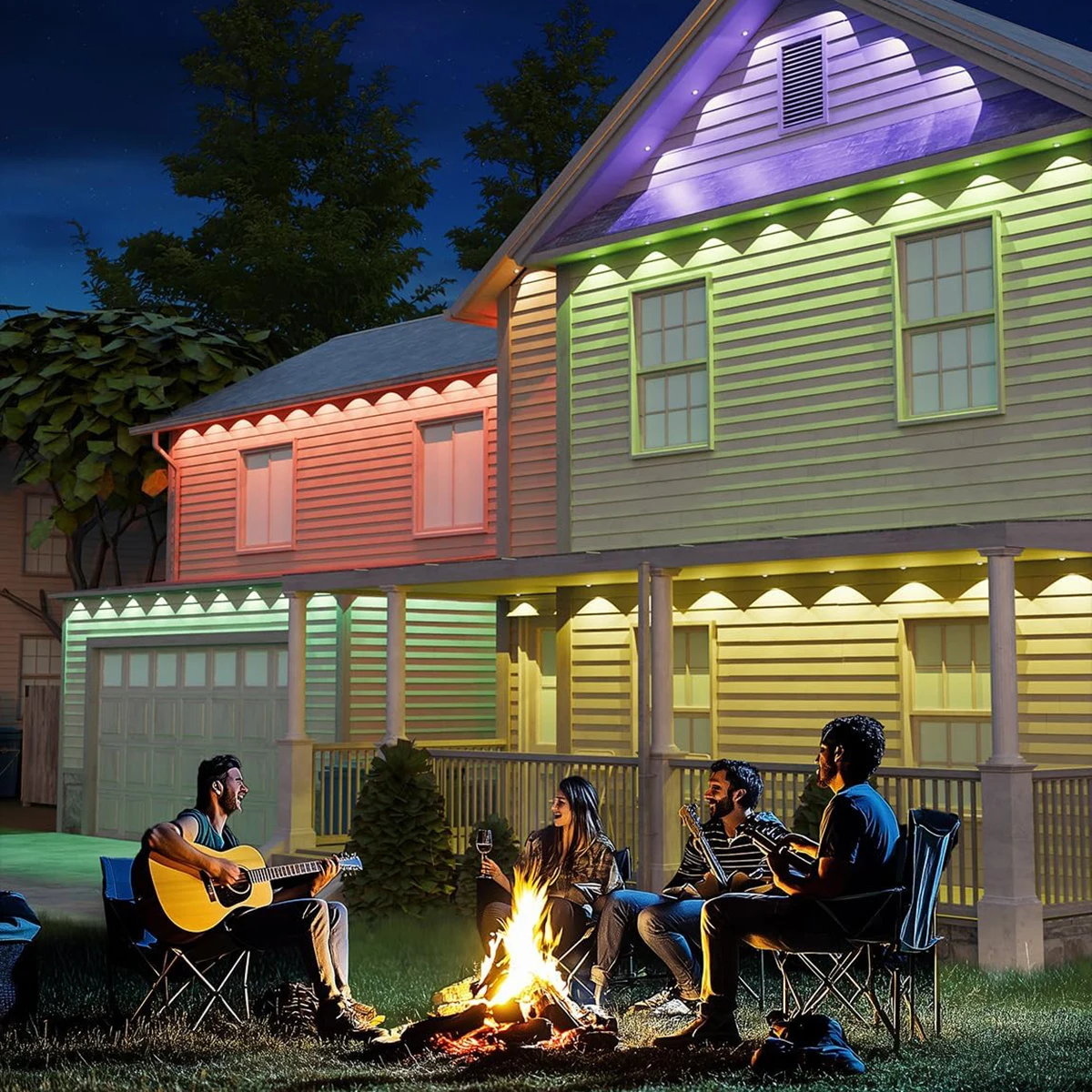 300FT Permanent Outdoor Eaves Light Intelligent RGB CW 180 LED Eaves Light IP67 Waterproof Suitable For Christmas Parties