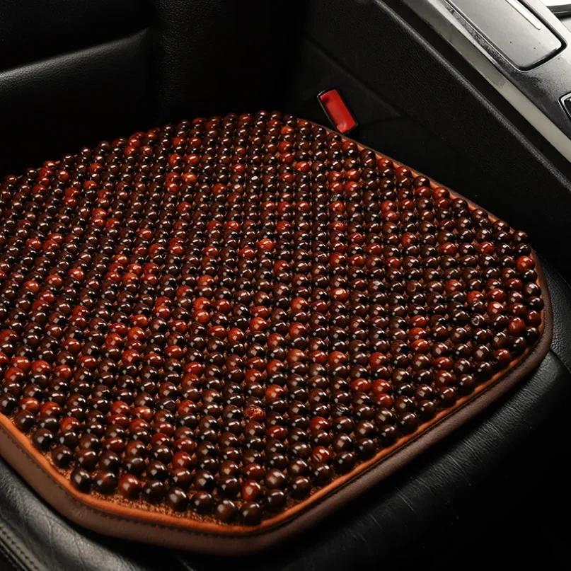 

Natural Wooden Bead Massage Car Seat Cushion, Odorless Universal Leather Trim, Anti-Slip, Breathable & Cool