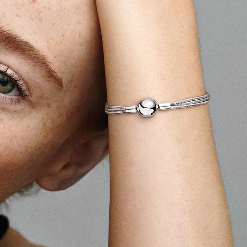 New Women's 100% 925 Pure Silver Multiple Snake Bone Chain Bracelet DIY Jewelry Gift Fashion Light Luxury