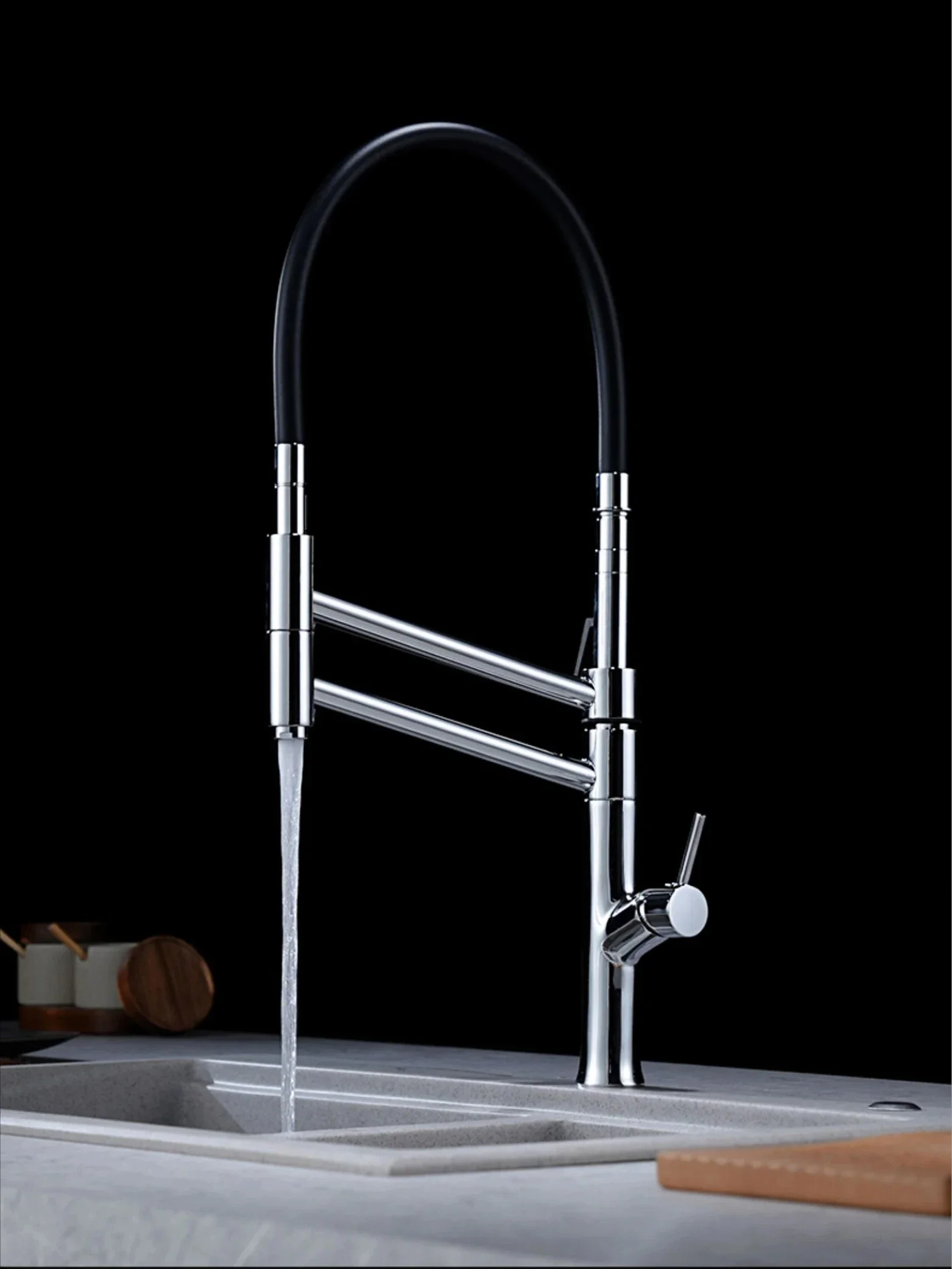 

Chrome modern high-end brass kitchen faucet magnetic suction design single handle cold & hot dual-control 2-function sink Tap