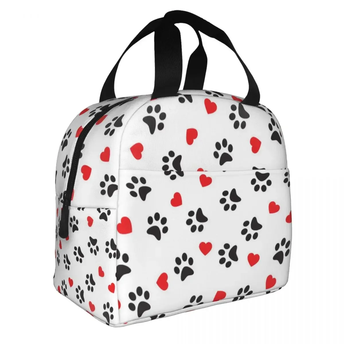 Dog Paw Love Pattern Insulated Lunch Bags Thermal Bag Reusable Leakproof Tote Lunch Box Food Handbags Beach Picnic