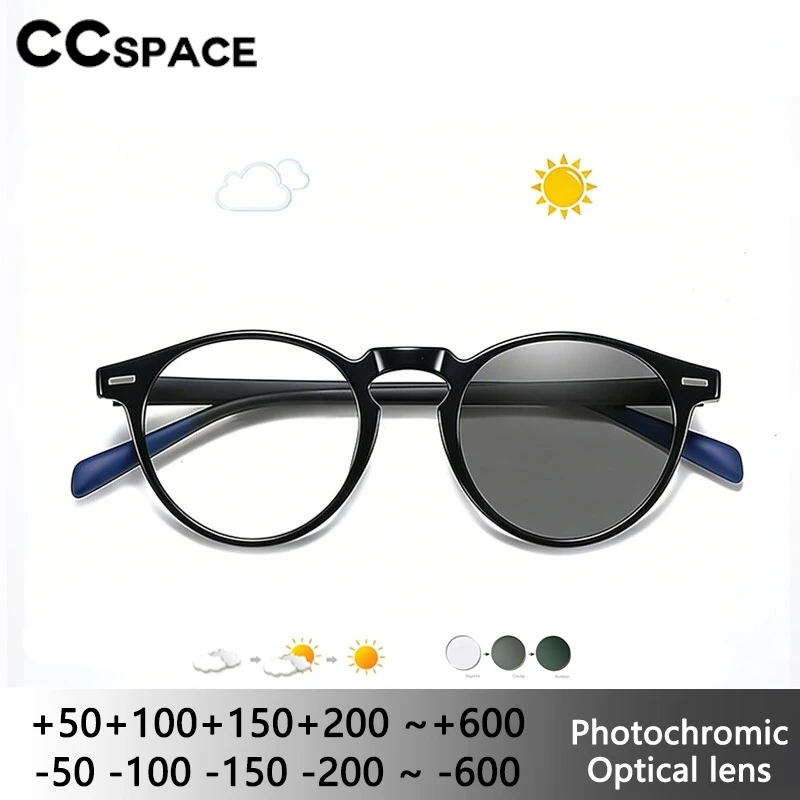 

Очки для чтения CCspace Retro Round Optics с фотохромными линзами, женские и мужские, антибликовые, для коррекции пресбиопии