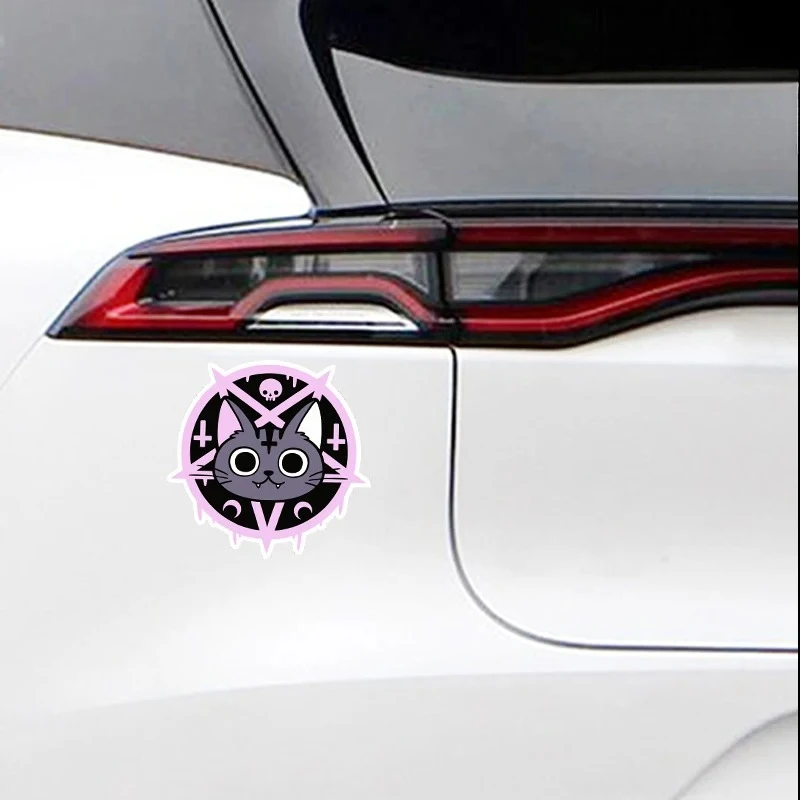

Cool purple black cat pattern car motorcycle bumper sticker, personalized creative car body decoration, scratch cover sticker.