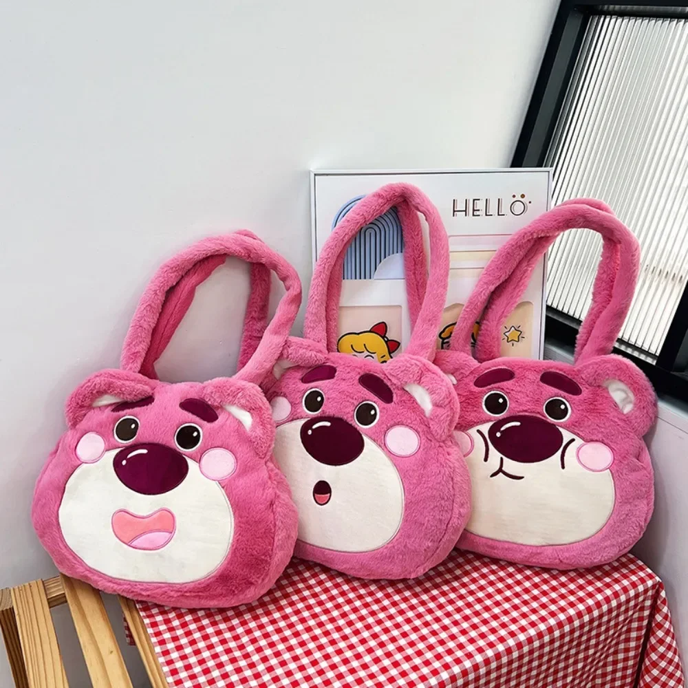 Cute Lotso Cartoon Plush Shopping Shoulder Bag Fashion Personality Comfortable Feel Durable Quality High-capacity Bags for Girls