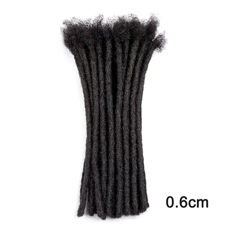 

100% Human Hair Dreadlock Loc Extension Thread 0.6cm Wide, 8-28 Inches, Fully Hand-Braided, Suitable For Men, Crochet